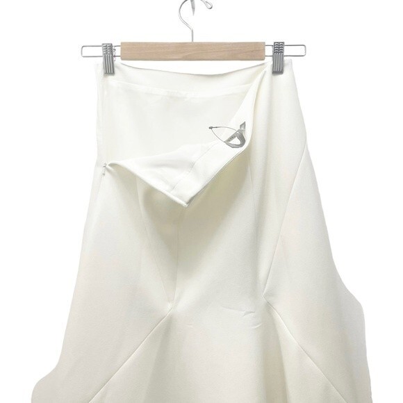 NWT ASOS Tailored Occasion Fishtail Midi Skirt Off White Stretch Crepe Size 0 - Picture 5 of 9